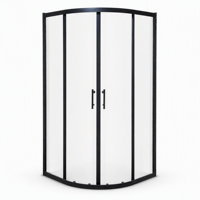 Porte coulissante de douche noire incurvée, étanche, en verre gris avec cadre en aluminium, pour coin de salle de bain, sur mesure, vente en gros