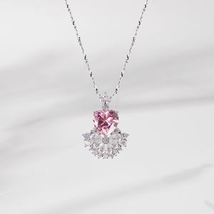 結婚式のための卸売ピンクハート高級クラシックペンダントネックレスジュエリージルコンネックレスメーカー - Product Image 1