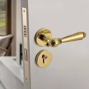 Châu Âu Sang Trọng Kẽm Hợp Kim Vàng Bạc Màu Đen Cổ Hình Ống Lỗ Mộng Đòn Bẩy Cửa Xử Lý Nội Thất Bằng Gỗ Cửa Khóa Xử Lý Thiết Lập - Product Image 1