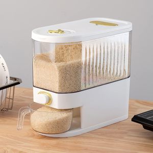 Dispensador de Arroz Multifuncional de Base Alta, Estilo Americano, 10 kg, Contenedor de Almacenamiento de PP de Grado Alimenticio para Cereales y Granos en la Cocina - Product Image 2