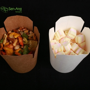 SenAng05 Ciotola per Pasta in Carta Kraft Ecologica Personalizzabile Best Seller Stile Cartella Goffrata Capacità 24 Once per Sushi e Riso - Product Image 2