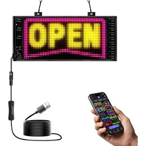 <b>LED</b> Open <b>Sign</b> 5x11in IP65 Waterproof USB Mobile CMS Programmable Display for Business Window Advertising - Product Image 1