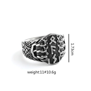 Anillo yunnique Vintage de acero inoxidable para hombre con runas vikingas nórdicas, diseño geométrico de estilo punk, color acero 07304 - Product Image 5