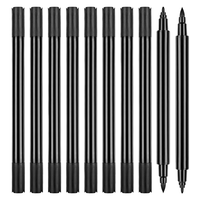 Marqueurs textiles PLA à double pointe, encre permanente pour vêtements et chaussures, stylos de peinture décoratifs noirs (pointe pinceau/pointe fine 1,0 mm)
