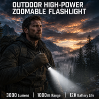 Lampe torche rechargeable, portée de 1000 m, batterie 5000 mAh, lampe torche portable pour la pêche de nuit, la spéléologie, le camping, lampe torche LED tactique