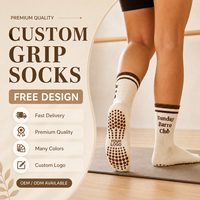 Chaussettes de yoga en coton pour femmes, personnalisées, antidérapantes, mi-mollet, pour Pilates et fitness, avec grip