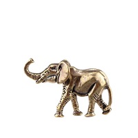 1 pièce Figurine d'éléphant rétro en laiton, porte-bonheur, personnalisée, objet ancien, animal de thé, décoration de bureau, petit ornement