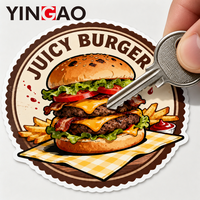 Rouleau d'autocollants personnalisés durables et imperméables pour étiquettes de burgers, adhésifs en vinyle de qualité alimentaire, pour boîtes à emporter, sacs et gobelets de boissons