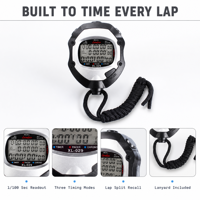 Stopwatch Digital Olahraga Profesional 1/100 Detik Kronometer Timer Pacer Lap Split Lanyard untuk Latihan Lari Renang Wasit