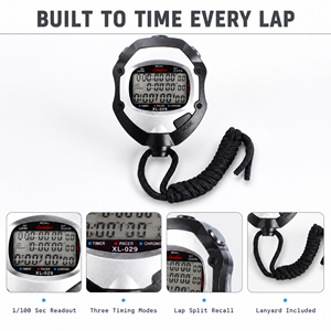 Chronomètre numérique professionnel pour le sport, chronomètre 1/100e de seconde, compte-tours, chronomètre de temps partiel avec cordon pour l'entraînement sur piste, la natation et les arbitres - Product Image 3