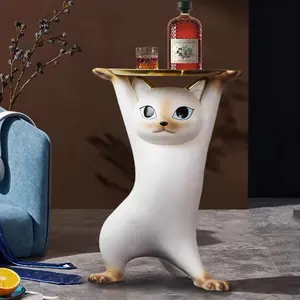 Creatieve Betoverende Glasvezel Hars Kat Sculptuur Aanpasbare Grootte Kleur Grote Vloer Lade Decoratief Beeld Voor Het Leven - Product Image 5