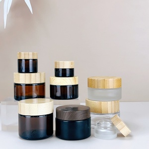 30 g Frosted Glass <b>Jar</b> With Wooden Lid Cosmetic Container 1 oz <b>Empty</b> Glass <b>Jars</b> 30 ml Glass <b>Jar</b> With Bamboo Lid for Face Cream - Product Image 3