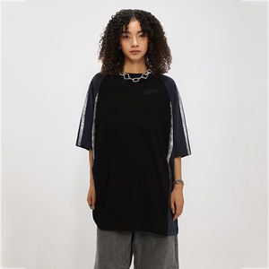 Wholesale Luxury <b>Black</b> Custom Logo Oversize Heavy 100% Cotton Solid Knitted Breathable Men's <b>T</b>-<b>shirts</b> - Product Image 4