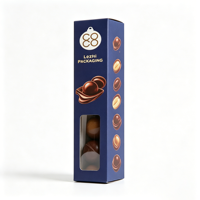 Scatola per Confezione di Cioccolatini con Finestra e Logo Dorato Personalizzato, in Carta per Alimenti, Scatola Regalo per Cioccolato