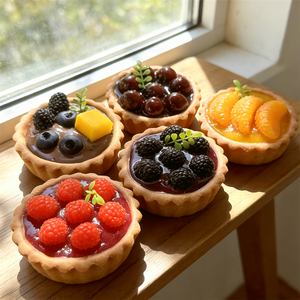 Flavorful Plastic Butter Shortcake Flat Fruit Tarts Simulation Food Model Orange Cherry Raspberry Blueberry Chocolate - Product Image 6