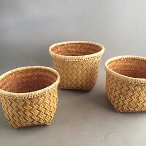 Panier en bambou tressé artisanal, ensemble de 3, organisateur de rangement naturel, ensemble décoratif, fabrication au Vietnam - Product Image 3