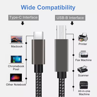 Kabel Data Sinkronisasi Printer Scanner JILIAN Tahan Lama Anti-Kusut, Kabel USB-C USB Type-C 3A Pengisian Cepat dengan Konduktor Tembaga Murni