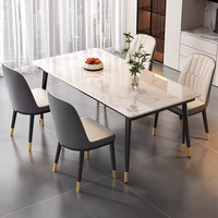 Ensemble de table à manger rectangulaire moderne en pierre frittée, mobilier de salle à manger pour appartement et salle à manger de petite taille