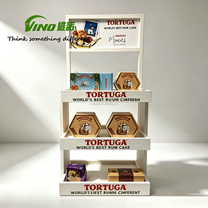Portable & Easy-Assemble Floor-Standing Multi-Tier <b>Display</b> Shelf for Promotional Food Products - Exhibition wooden food stall - Product Image 1
