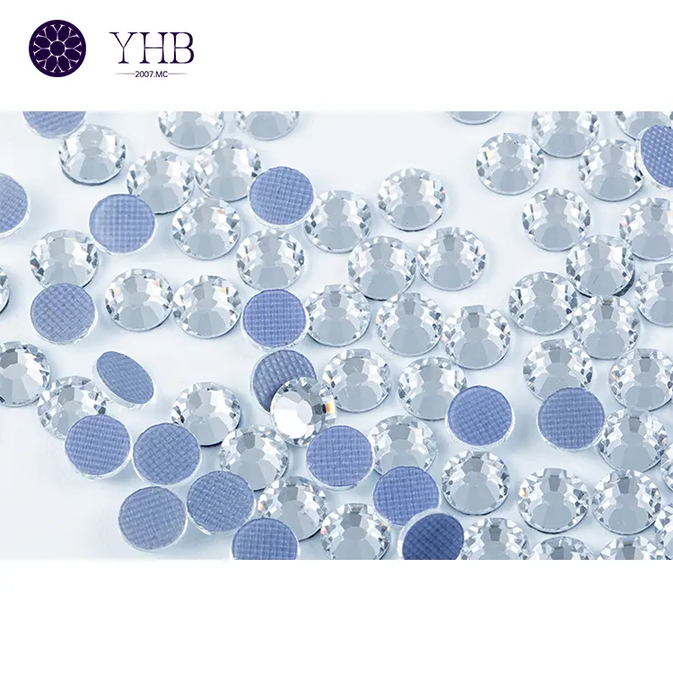 आभूषणों के लिए YHB थोक थोक सफेद क्रिस्टल फैंसी स्टोन इलेक्ट्रोप्लेटिंग प्रक्रिया ग्लास स्टोन हॉटफिक्स कप परिधान स्फटिक