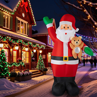 Père Noël gonflable de 8,5 pieds avec ours en peluche et lumière LED, ornement de Noël pour la cour, la pelouse, la maison, la décoration extérieure des fêtes