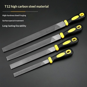 Hoogwaardig koolstofstaal platte vijl rond patroon roterende naald- & zaagvijlen DIY industriële kwaliteit dubbele kleur TPR handvat glanzende afwerking - Product Image 2