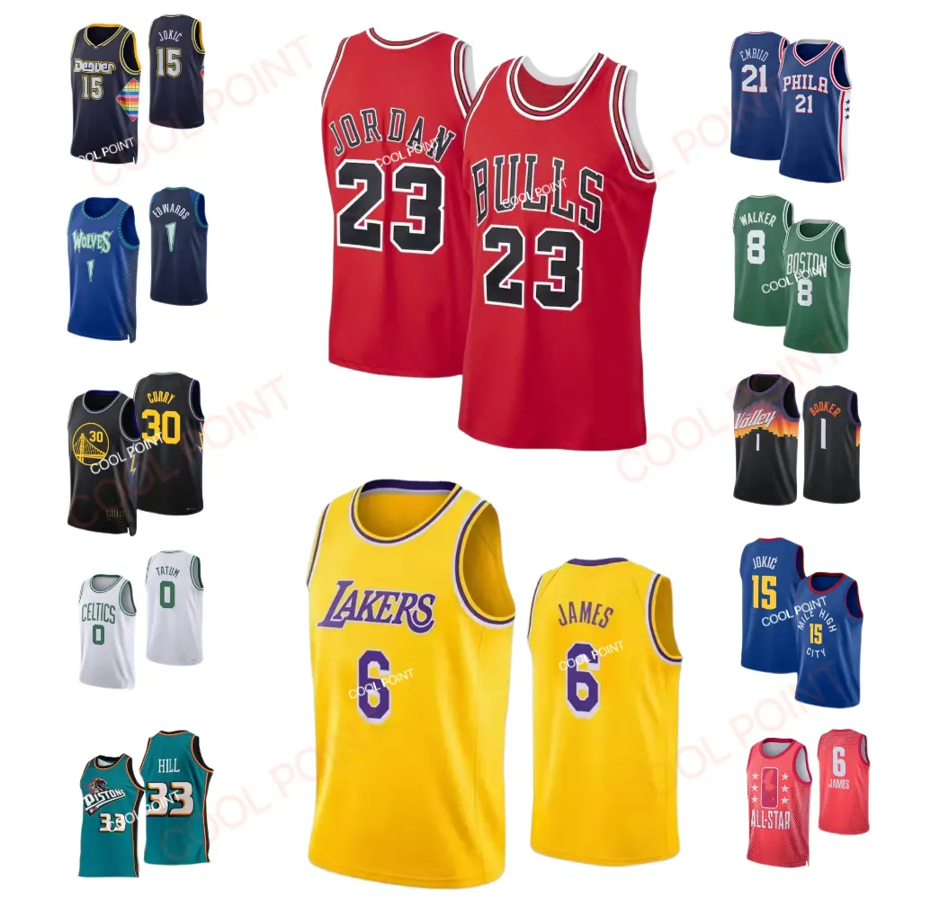 ขายส่งเสื้อบาสเก็ตบอลผู้ชาย Nbaing คุณภาพดีที่สุด #24 Bryant #23 #6 #30 แกงสําหรับ 32 ทีมฤดูกาลใหม่ 2024