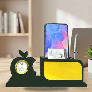 Desktop <b>Phone</b> Holder <b>Stand</b> with Clock Pen Holder Table Riser for Office <b>Desk</b> Corporate Gift - Product Image 1