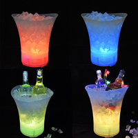 Seau à glace LED de grande capacité, seau à glace Transparent en plastique acrylique avec Logo personnalisé