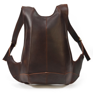 <span class=keywords><strong>Mochila</strong></span> de cuero genuino Crazy Horse Skin Casual Student Schoolbag Zipper Crazy Horse <span class=keywords><strong>Mochila</strong></span> de viaje de cuero de vaca para hombres - Product Image 1