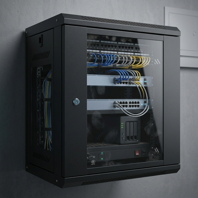 CCTV 12U Wall Mount Server Rack 19 Inch 600x450mm Network Cabinet Office SPCC Ventilated Lockable Door