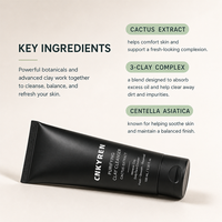 Nettoyant Purifiant à l'Argile pour Hommes à l'Extrait de Cactus – Nettoyage en Profondeur, Contrôle du Sébum, Soin des Pores, Soins de la Peau