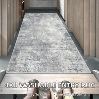 4x8 Washable Modern Abstract Flat Woven Thin Low-Pile Rubber Backed Rug Non-Slip for Kitchen Bedroom Living Room (Blue Grey)