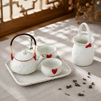 Service à thé en céramique blanche BAMBUS, théière et tasses modernes pour la maison, le café, les mariages, les services de table et la consommation quotidienne du thé