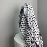 Écharpe Hijab Traditionnelle Keffiyeh en Polyester Tissé à Carreaux Style Palestine de Haute Qualité pour Femme, Imprimé Arabe, Vente en Gros