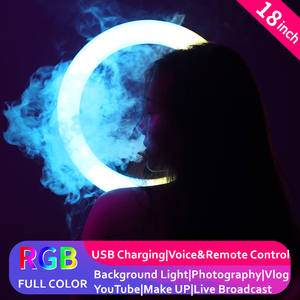 Kit <span class=keywords><strong>de</strong></span> Anillo <span class=keywords><strong>de</strong></span> <span class=keywords><strong>Luz</strong></span> LED RGB Portátil <span class=keywords><strong>de</strong></span> 18 Pulgadas con Control por Voz, Iluminación Fotográfica para Selfies, Tamaños Universales <span class=keywords><strong>de</strong></span> 45 cm, Personalizable para Celulares - Product Image 4