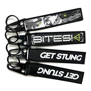 Manaufactory Customized <b>Key</b> Label <b>Custom</b> Jet Tag Fabric Woven Brand Embroidered Keychain Promotional Gifts - Product Image 4