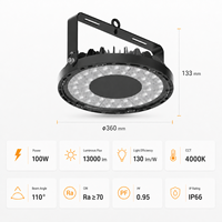 Projecteur LED industriel à haut rendement sans scintillement PF 0.95 50000 heures 100W DOB SMD 3535 en céramique avec verre trempé, résistant de -40 à 100°C