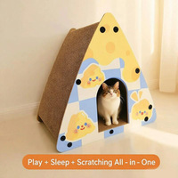 Griffoir triangulaire créatif en forme de fromage pour chat, lit pour chat en carton durable, jouet pour chat toutes saisons avec renforts à vis