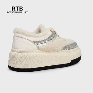 חורף בסגנון אתני לנשים בסגנון אתני חורף חם מעובה צמר מעובה, מגפי שלג עמיד למים לבנים - Product Image 3