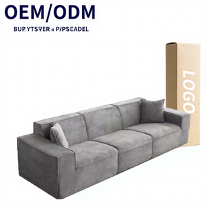 फ्लैनेल चेस्टरफील्ड मॉड्यूलर स्पंज सोफा आरामदायक संपीड़ित तीन सीट आधुनिक लिविंग रूम - Product Image 4