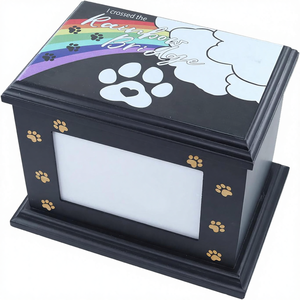 El yapımı masif çam ağacından evcil hayvan urnu, fotoğraf çerçevesi tarzı, köpek/kedi külleri için anma, cenaze, yakma hatırası, Çin malı. - Product Image 1