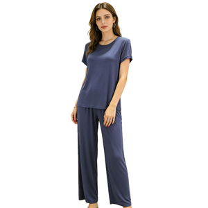 Pigiama in Bambù e Spandex Traspirante per Donna, Set con Maglia <span class=keywords><strong>a</strong></span> Maniche Corte e Pantaloni, Abbigliamento <span class=keywords><strong>da</strong></span> <span class=keywords><strong>Notte</strong></span> - Product Image 2