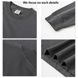 Camiseta de Algodón de Manga Larga, Cuello Redondo, Tejido Grueso, Casual, Holgada, para Hombre, Transpirable y Ecológica - Product Image 3