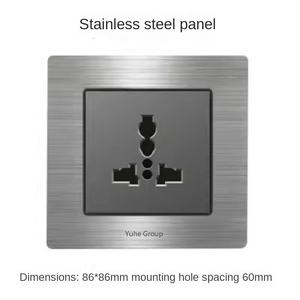 British Standard 13A Wall Mounted Stainless Steel Touch Panel 2 Gang Switchgear Electrical Equipment 250V IP20 Household Socket - Product Image 3
