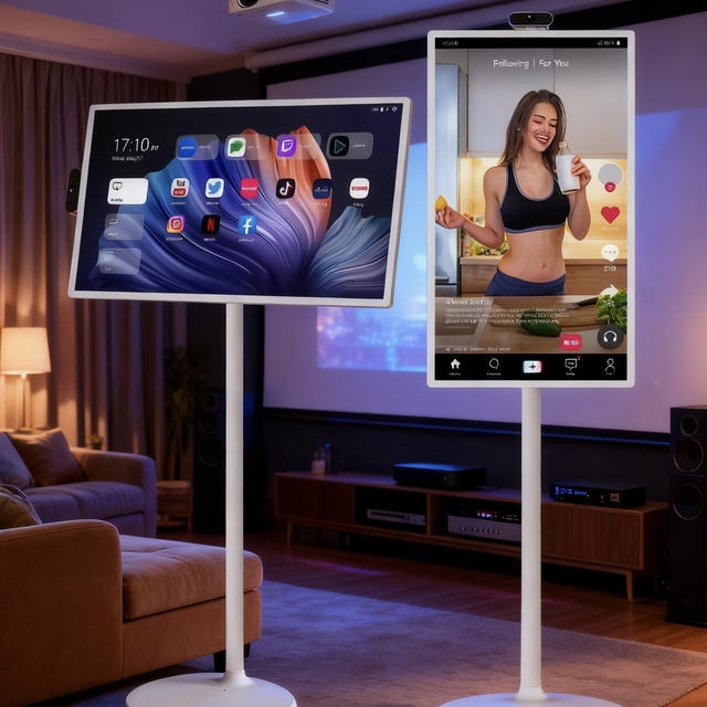 24 27 32 Inch Home Entertainment LCD Wireless Touch Screen Monitor Free Standing Android Smart TV Live Streaming Machine
