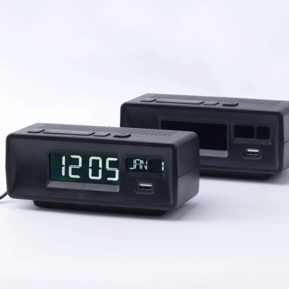Easy Operating Hotel LCD Screen Backlight Calendar Digital Alarm Clock