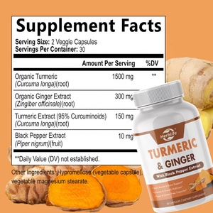 Suplemento de Cúrcuma y Curcumina de Marca Privada OEM, 95% Curcuminoides con Cúrcuma, Jengibre y Pimienta Negra para el Soporte de Articulaciones y Huesos - Product Image 2