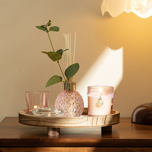 ชุดเทียนหอม LANJO พร้อมถาดไม้ทำมือ สำหรับตกแต่งห้องน้ำและบ้าน - Product Image 1