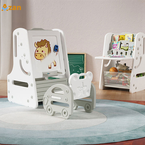 Tableau de <span class=keywords><strong>dessin</strong></span> pour enfants, tableau d'écriture et de peinture pour tout-petits avec chaise de bureau et armoire de rangement pour l'apprentissage précoce à domicile - Product Image 1